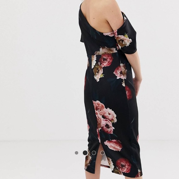 ASOS Design Pleated Shoulder Floral Pencil Dress - Picture 3 of 3